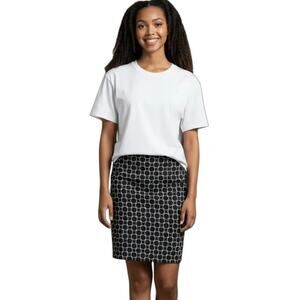 Ann Taylor Loft Vintage Women's Wool Pencil Skirt 4 Circle Print Black & White